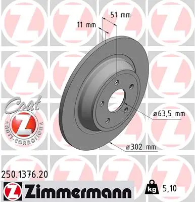ZIMMERMANN Brzdový kotouč 250137620