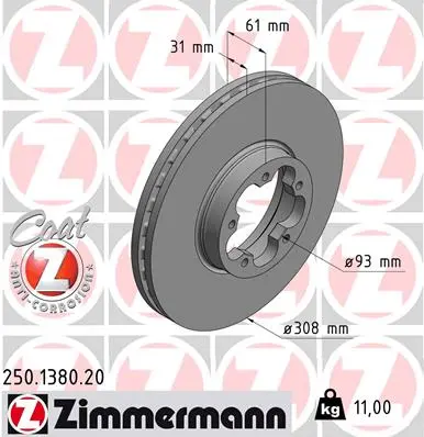 Brzdový kotouč ZIMMERMANN 250.1380.20
