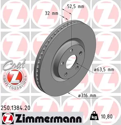 ZIMMERMANN Brzdový kotouč 250138420