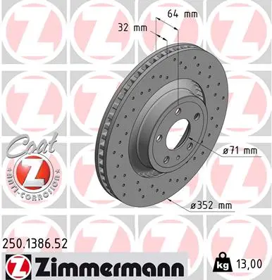 ZIMMERMANN Brzdový kotouč 250138652