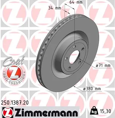Brzdový kotouč ZIMMERMANN 250.1387.20