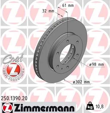 Brzdový kotouč ZIMMERMANN 250.1390.20