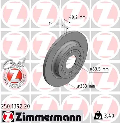 Brzdový kotouč ZIMMERMANN 250.1392.20