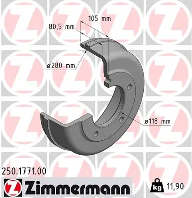 Brzdový buben ZIMMERMANN 250.1771.00