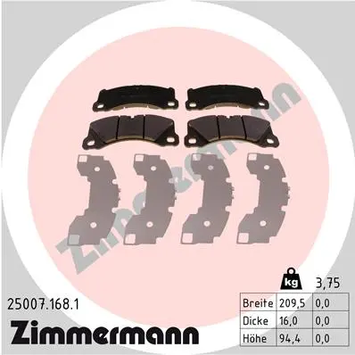 ZIMMERMANN Sada brzdových destiček, kotoučová brzda 250071681