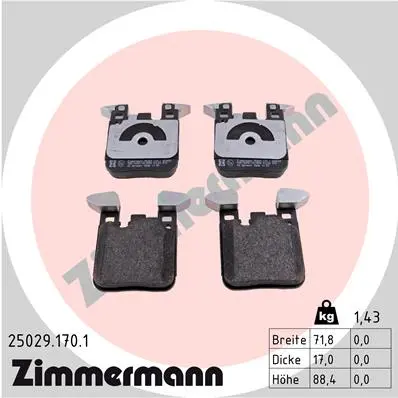 ZIMMERMANN Sada brzdových destiček, kotoučová brzda 250291701