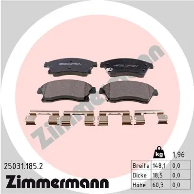 Sada brzdových destiček, kotoučová brzda ZIMMERMANN 25031.185.2