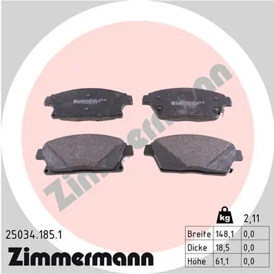 Sada brzdových destiček, kotoučová brzda ZIMMERMANN 25034.185.1