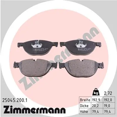 ZIMMERMANN Sada brzdových destiček, kotoučová brzda 250452001