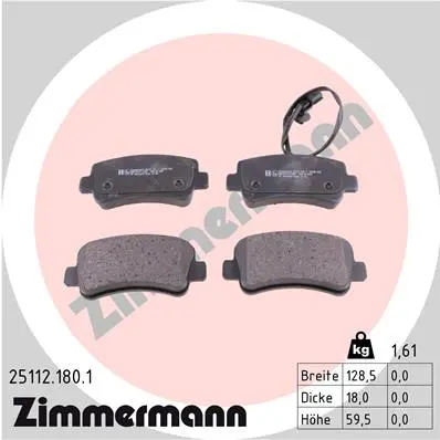 Sada brzdových destiček, kotoučová brzda ZIMMERMANN 25112.180.1