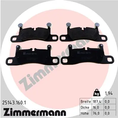 Sada brzdových destiček, kotoučová brzda ZIMMERMANN 25143.160.1