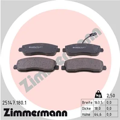 Sada brzdových destiček, kotoučová brzda ZIMMERMANN 25147.180.1