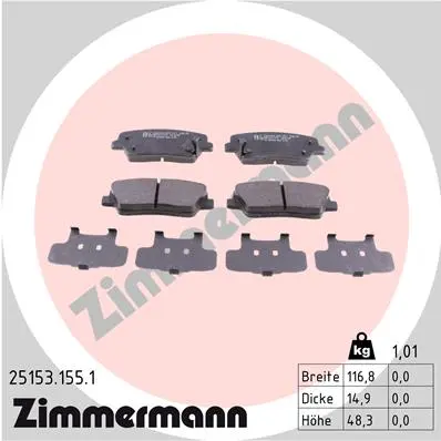 Sada brzdových destiček, kotoučová brzda ZIMMERMANN 25153.155.1