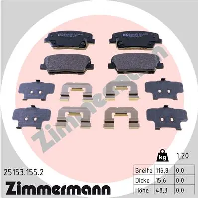Sada brzdových destiček, kotoučová brzda ZIMMERMANN 25153.155.2