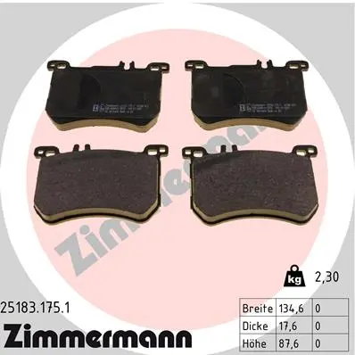 ZIMMERMANN Sada brzdových destiček, kotoučová brzda 251831751