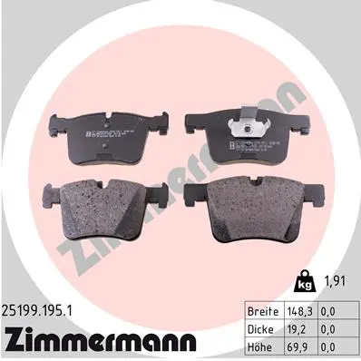 Sada brzdových destiček, kotoučová brzda ZIMMERMANN 25199.195.1