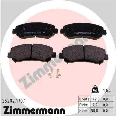 Sada brzdových destiček, kotoučová brzda ZIMMERMANN 25202.170.1