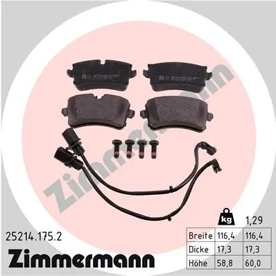 Sada brzdových destiček, kotoučová brzda ZIMMERMANN 25214.175.2