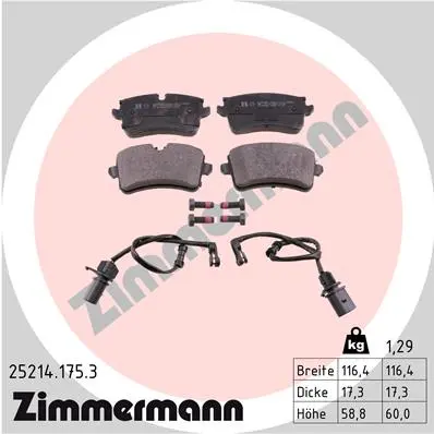 ZIMMERMANN Sada brzdových destiček, kotoučová brzda 252141753