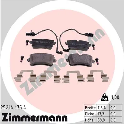 Sada brzdových destiček, kotoučová brzda ZIMMERMANN 25214.175.4