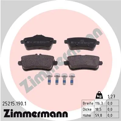 Sada brzdových destiček, kotoučová brzda ZIMMERMANN 25215.190.1