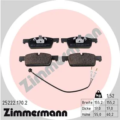 Sada brzdových destiček, kotoučová brzda ZIMMERMANN 25222.170.2