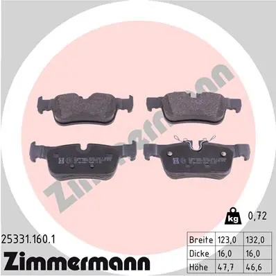 Sada brzdových destiček, kotoučová brzda ZIMMERMANN 25331.160.1