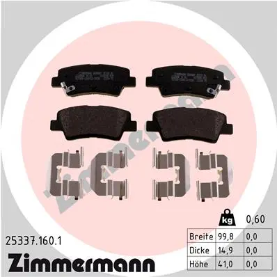 Sada brzdových destiček, kotoučová brzda ZIMMERMANN 25337.160.1