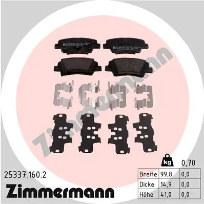 Sada brzdových destiček, kotoučová brzda ZIMMERMANN 25337.160.2