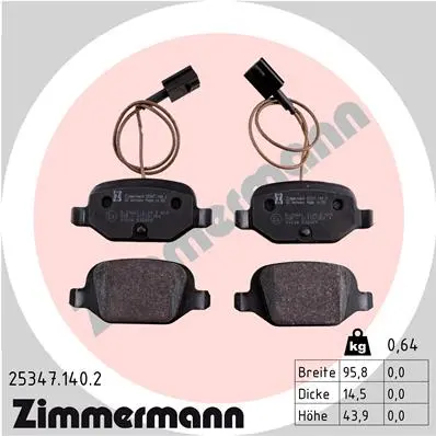 Sada brzdových destiček, kotoučová brzda ZIMMERMANN 25347.140.2