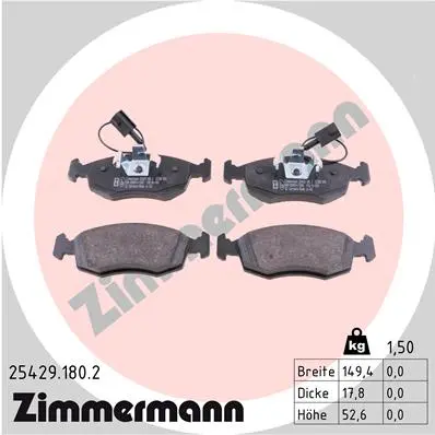 Sada brzdových destiček, kotoučová brzda ZIMMERMANN 25429.180.2