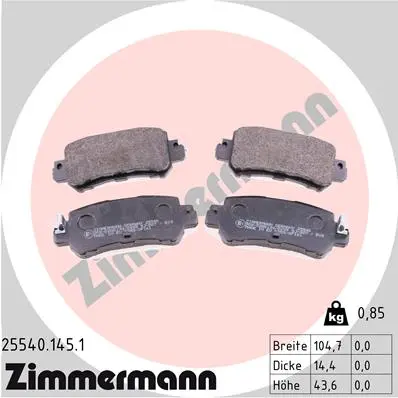 Sada brzdových destiček, kotoučová brzda ZIMMERMANN 25540.145.1