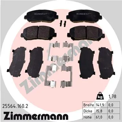 Sada brzdových destiček, kotoučová brzda ZIMMERMANN 25564.160.2