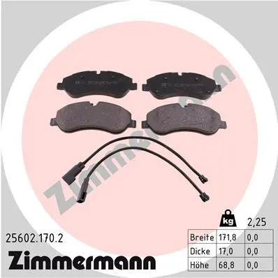 Sada brzdových destiček, kotoučová brzda ZIMMERMANN 25602.170.2