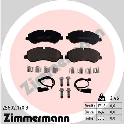Sada brzdových destiček, kotoučová brzda ZIMMERMANN 25602.170.3