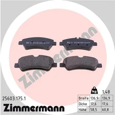 Sada brzdových destiček, kotoučová brzda ZIMMERMANN 25603.175.1