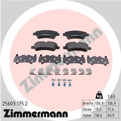 Sada brzdových destiček, kotoučová brzda ZIMMERMANN 25603.175.2