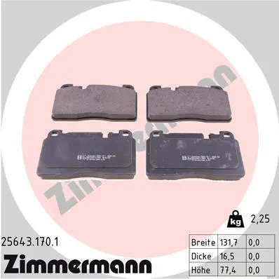 Sada brzdových destiček, kotoučová brzda ZIMMERMANN 25643.170.1