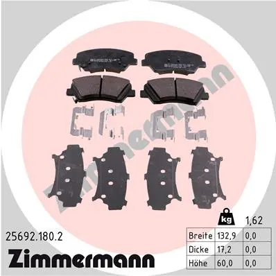 Sada brzdových destiček, kotoučová brzda ZIMMERMANN 25692.180.2