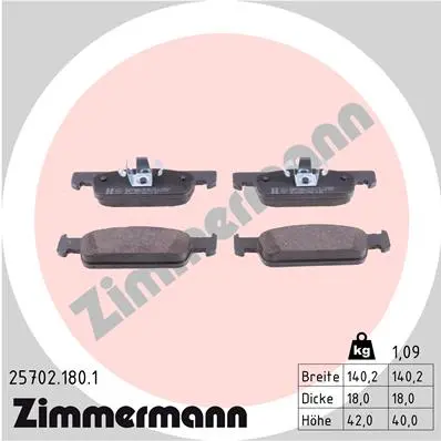 Sada brzdových destiček, kotoučová brzda ZIMMERMANN 25702.180.1