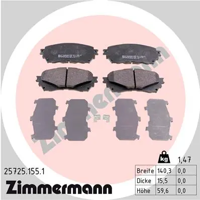 Sada brzdových destiček, kotoučová brzda ZIMMERMANN 25725.155.1