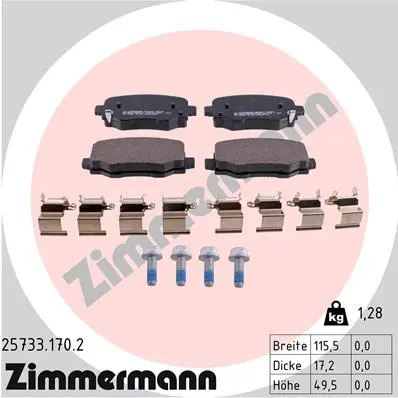 Sada brzdových destiček, kotoučová brzda ZIMMERMANN 25733.170.2