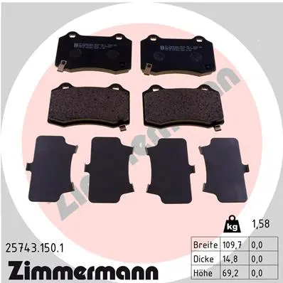 Sada brzdových destiček, kotoučová brzda ZIMMERMANN 25743.150.1