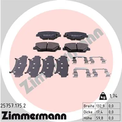 Sada brzdových destiček, kotoučová brzda ZIMMERMANN 25757.175.2