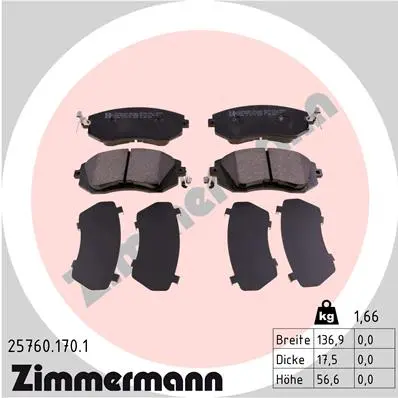 Sada brzdových destiček, kotoučová brzda ZIMMERMANN 25760.170.1