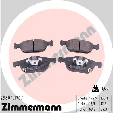 Sada brzdových destiček, kotoučová brzda ZIMMERMANN 25804.170.1