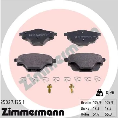 Sada brzdových destiček, kotoučová brzda ZIMMERMANN 25827.175.1