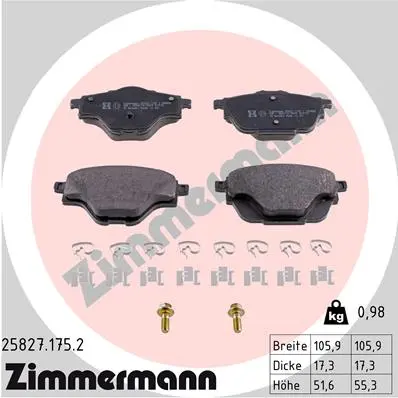 Sada brzdových destiček, kotoučová brzda ZIMMERMANN 25827.175.2