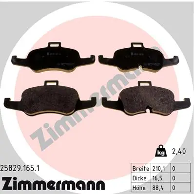 Sada brzdových destiček, kotoučová brzda ZIMMERMANN 25829.165.1