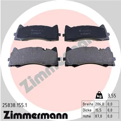 Sada brzdových destiček, kotoučová brzda ZIMMERMANN 25838.155.1